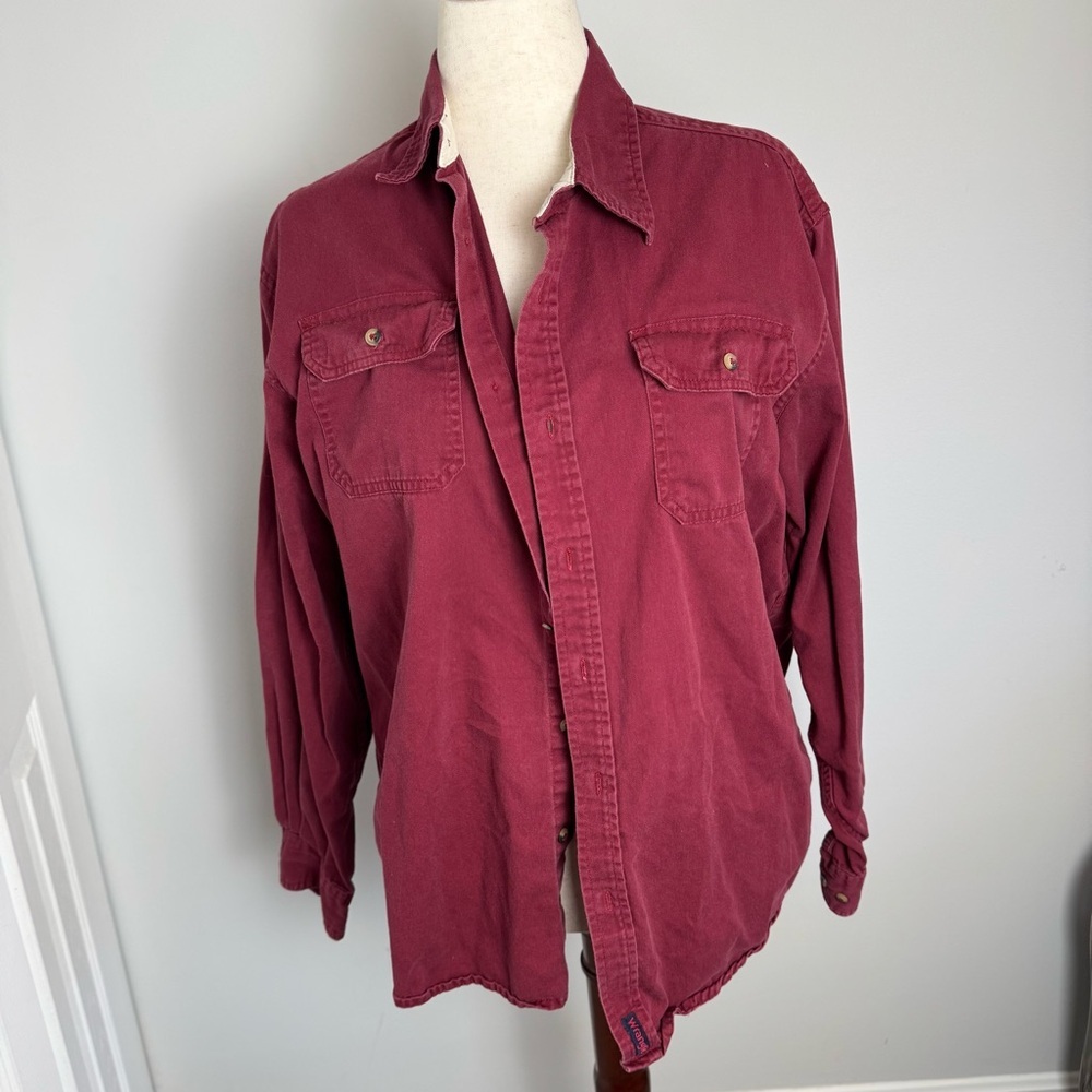 Men's Wrangler Burgundy Button Up Shirt